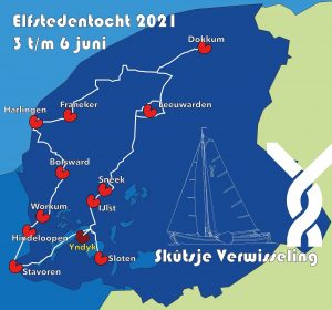 Route Elfstedentocht Skûtsje Verwisseling